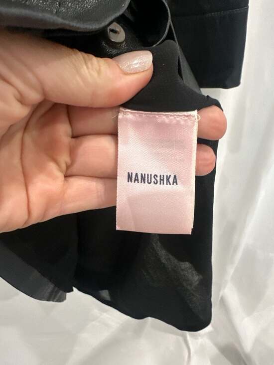 Nanushka Black Vegan Leather Belted Maya Mini Shirt Dress Size S - Picture 6 of 10